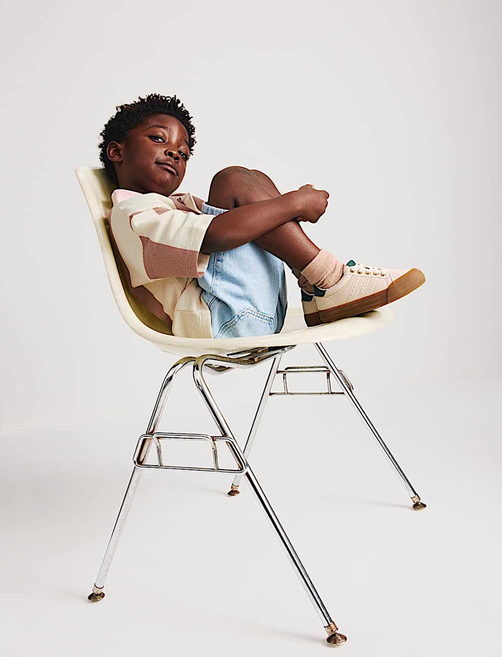 Pure Cotton Striped Waffle Rugby Top (2-8 Yrs)