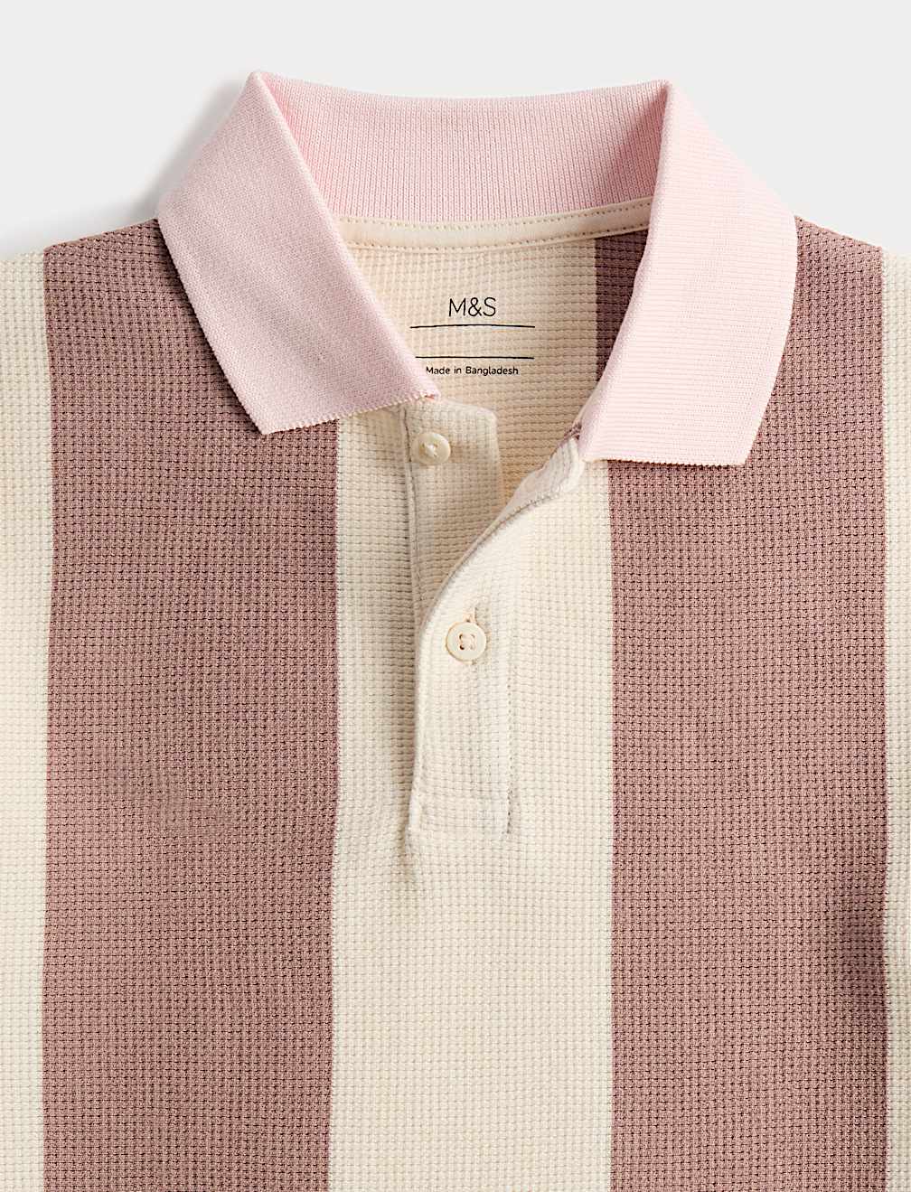 Pure Cotton Striped Waffle Rugby Top (2-8 Yrs)