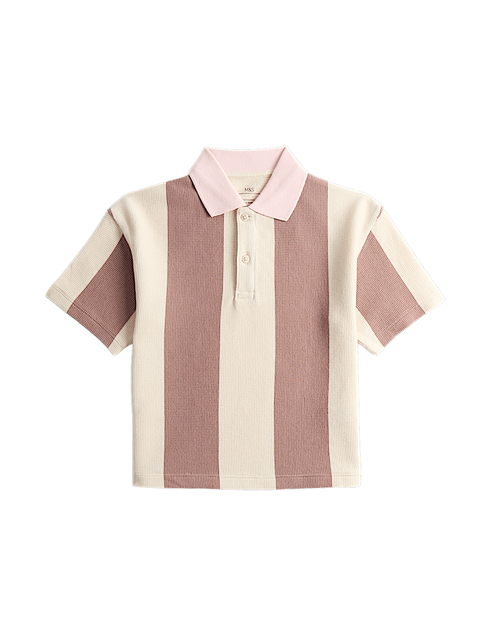 Pure Cotton Striped Waffle Rugby Top (2-8 Yrs)