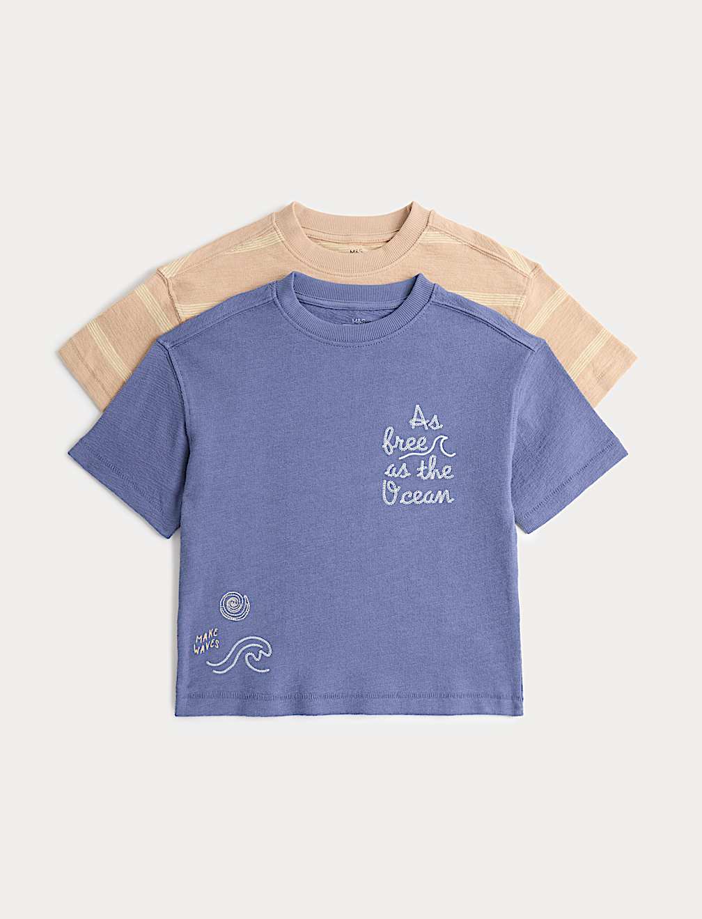 2 Pack Pure Cotton Textured T-Shirts (2-8 Yrs)