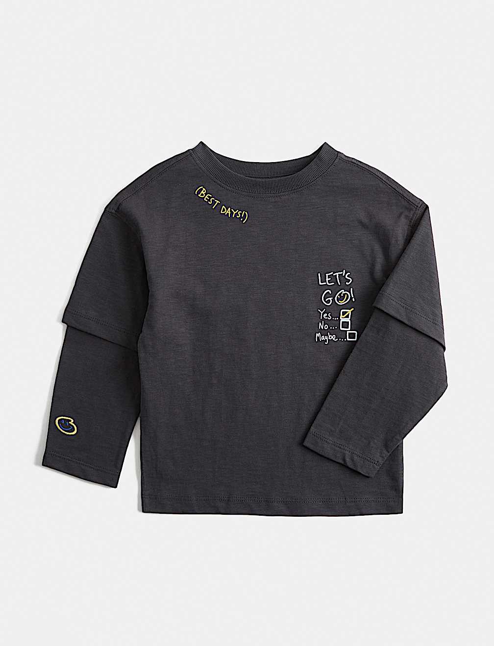 Pure Cotton Mock Sleeve T-Shirt (2-8 Yrs)