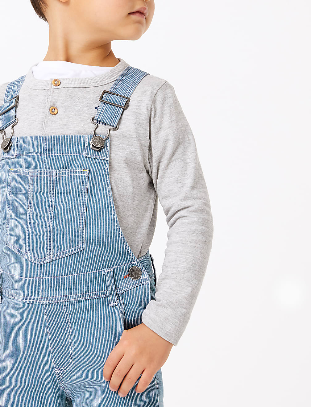 Denim Pinstripe Dungarees (2-7 Years)