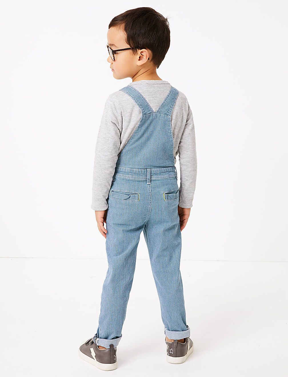 Denim Pinstripe Dungarees (2-7 Years)