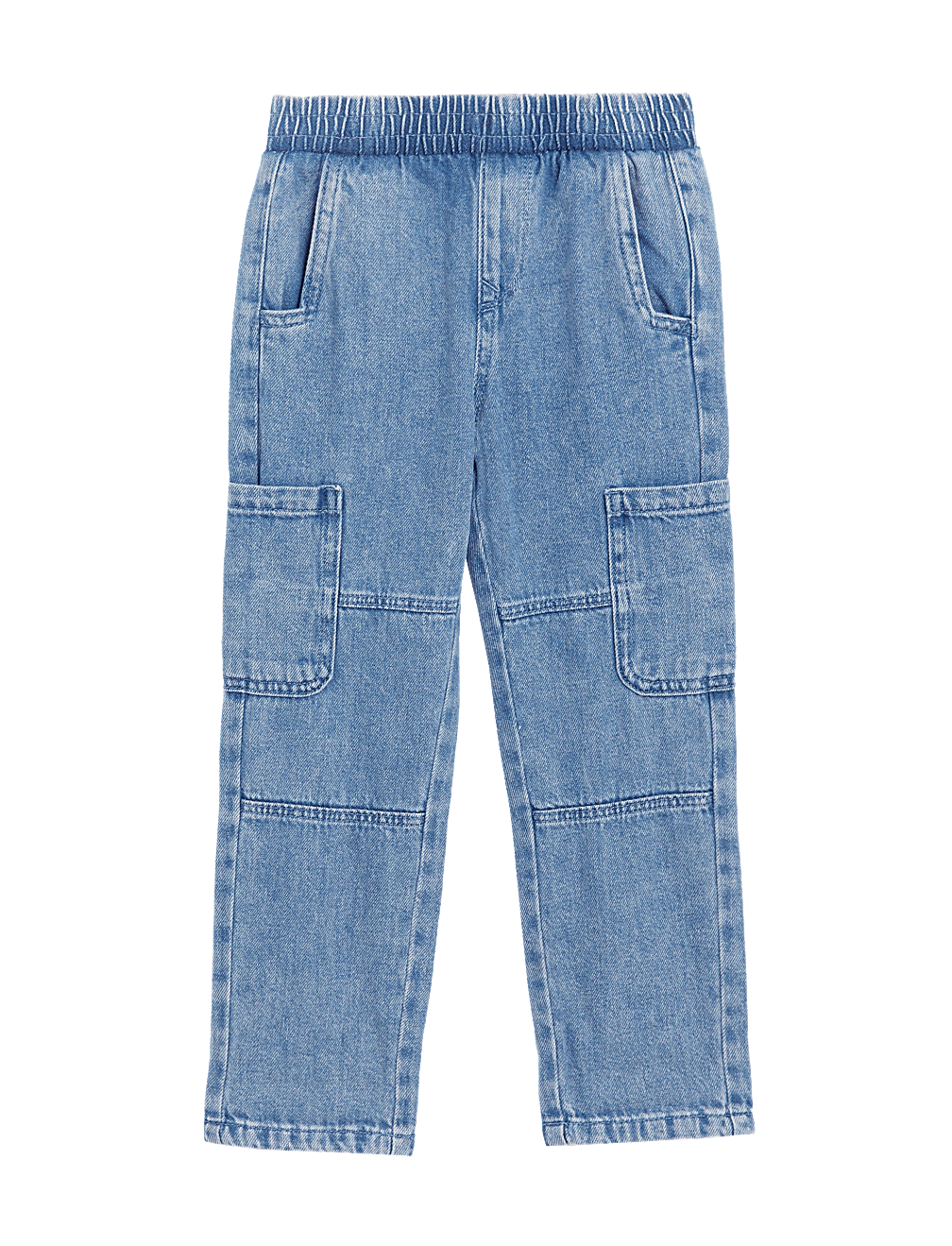 Pure Cotton Pull-On Cargo Jeans