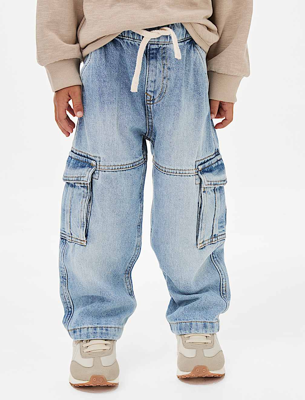 Pure Cotton Cargo Jeans (2-8 Yrs)