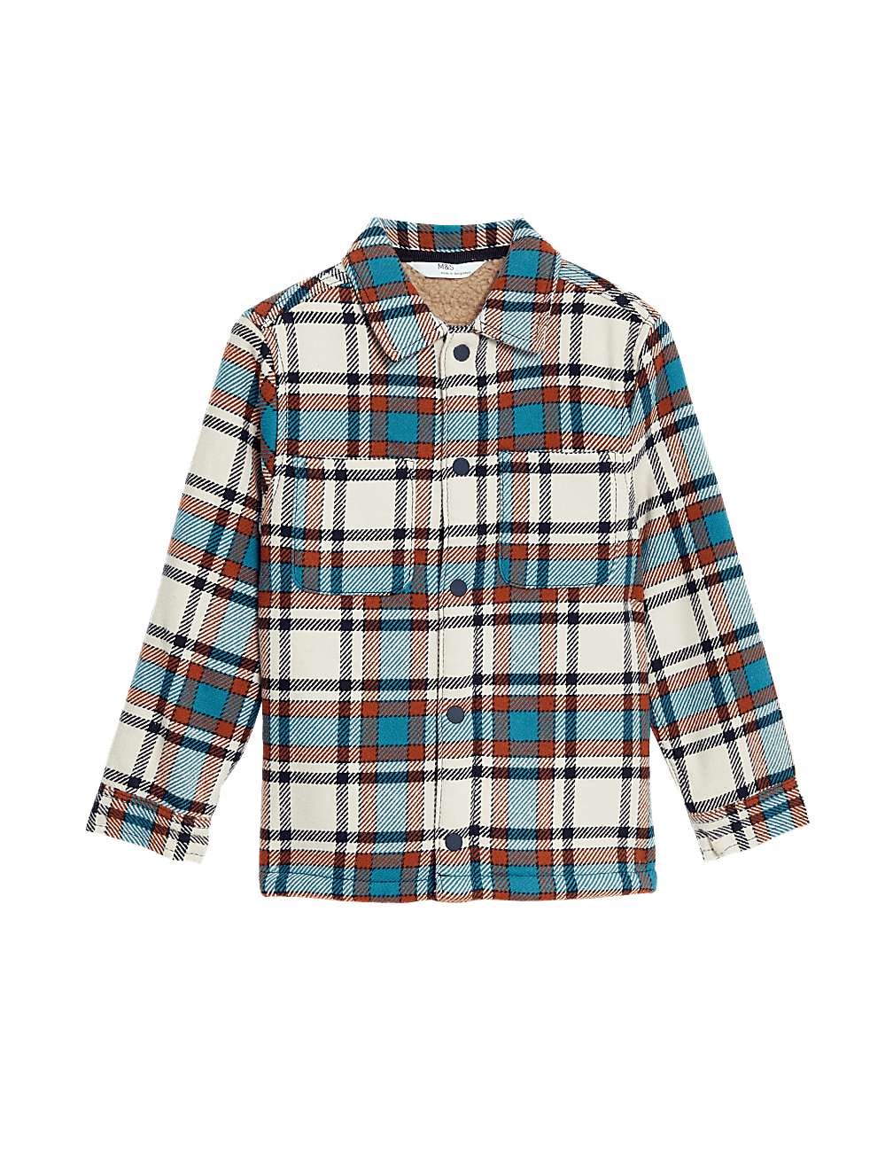Pure Cotton Borg Lined Check Shacket (2-8 Yrs)