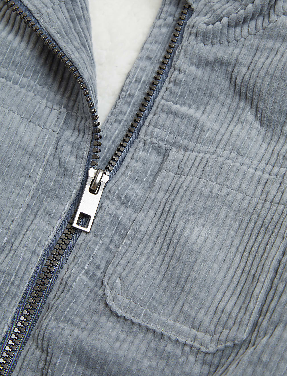 Borg Lined Cord Zip Hoodie