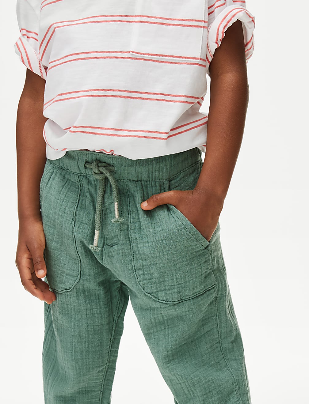 Pure Cotton Drawstring Trousers (2–8 Yrs)