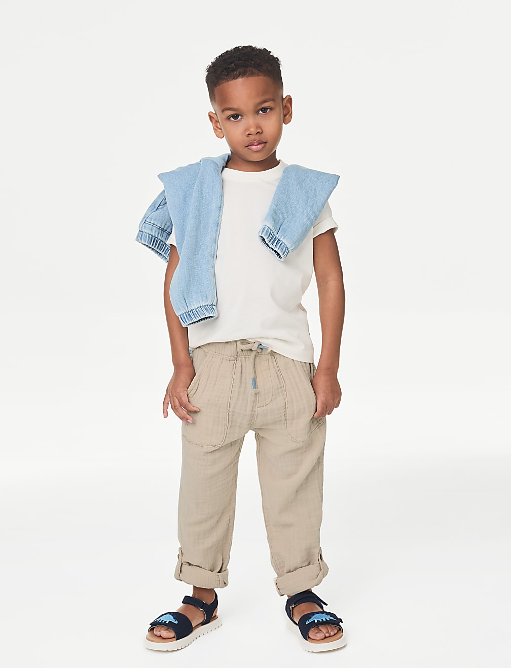 Pure Cotton Drawstring Trousers (2–8 Yrs)