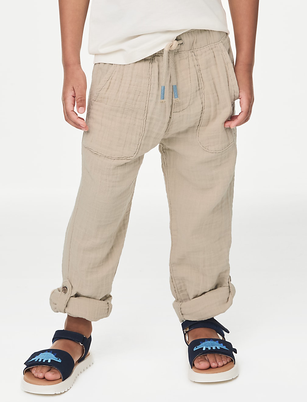 Pure Cotton Drawstring Trousers (2–8 Yrs)