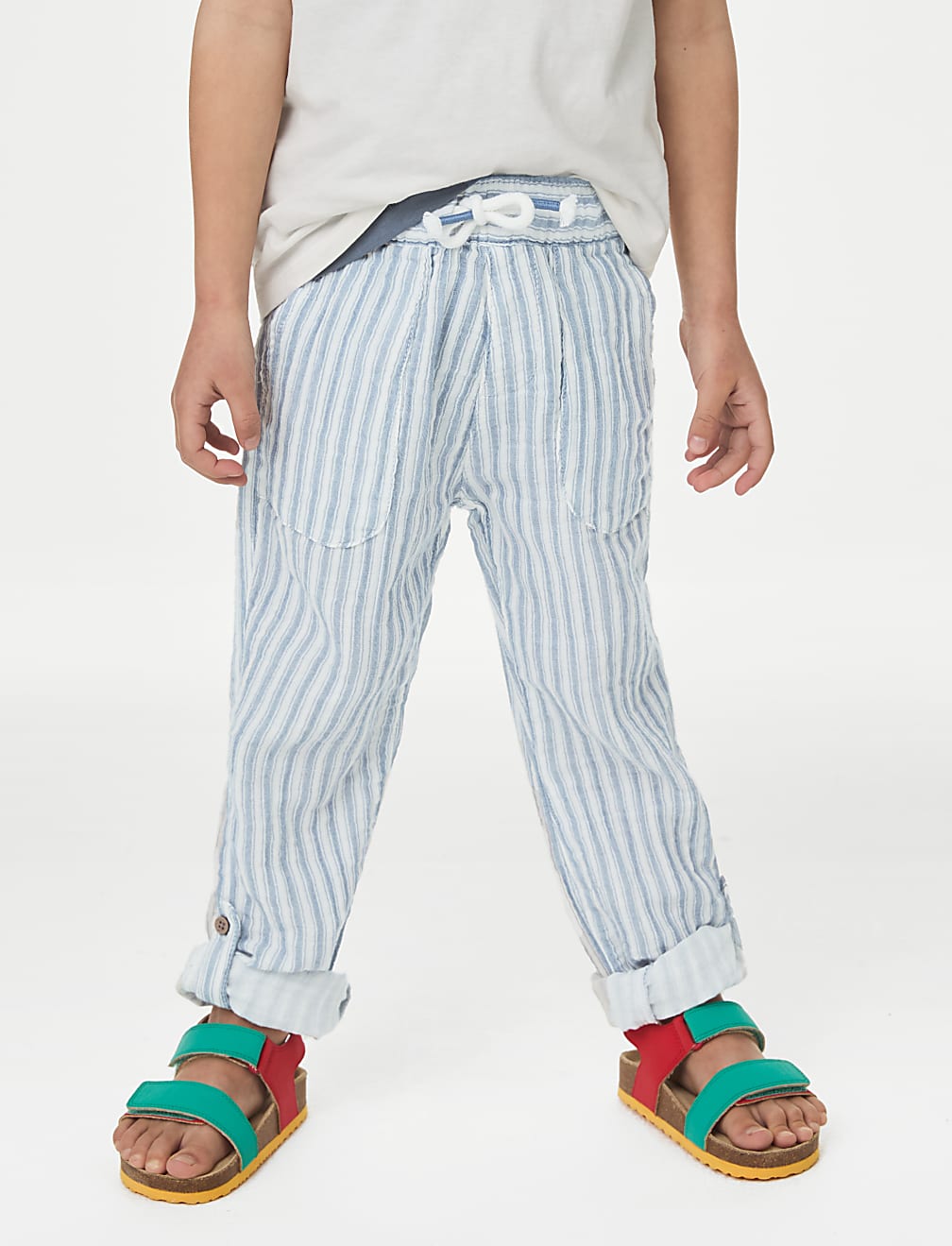 Pure Cotton Striped Trousers (2–8 Yrs)
