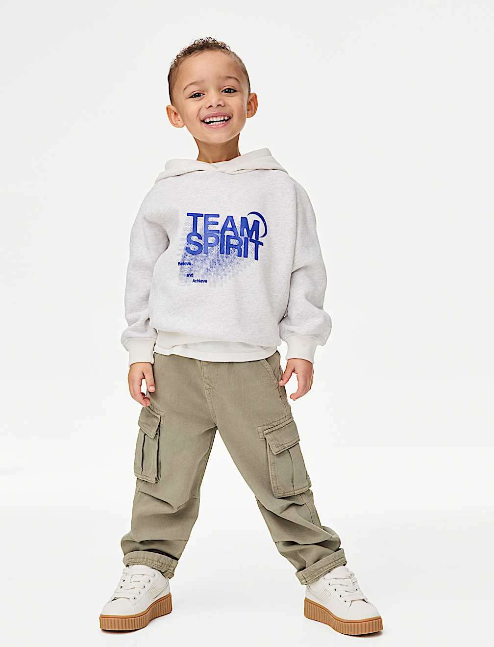 Pure Cotton Wide Leg Cargo Trousers (2-16 Yrs)