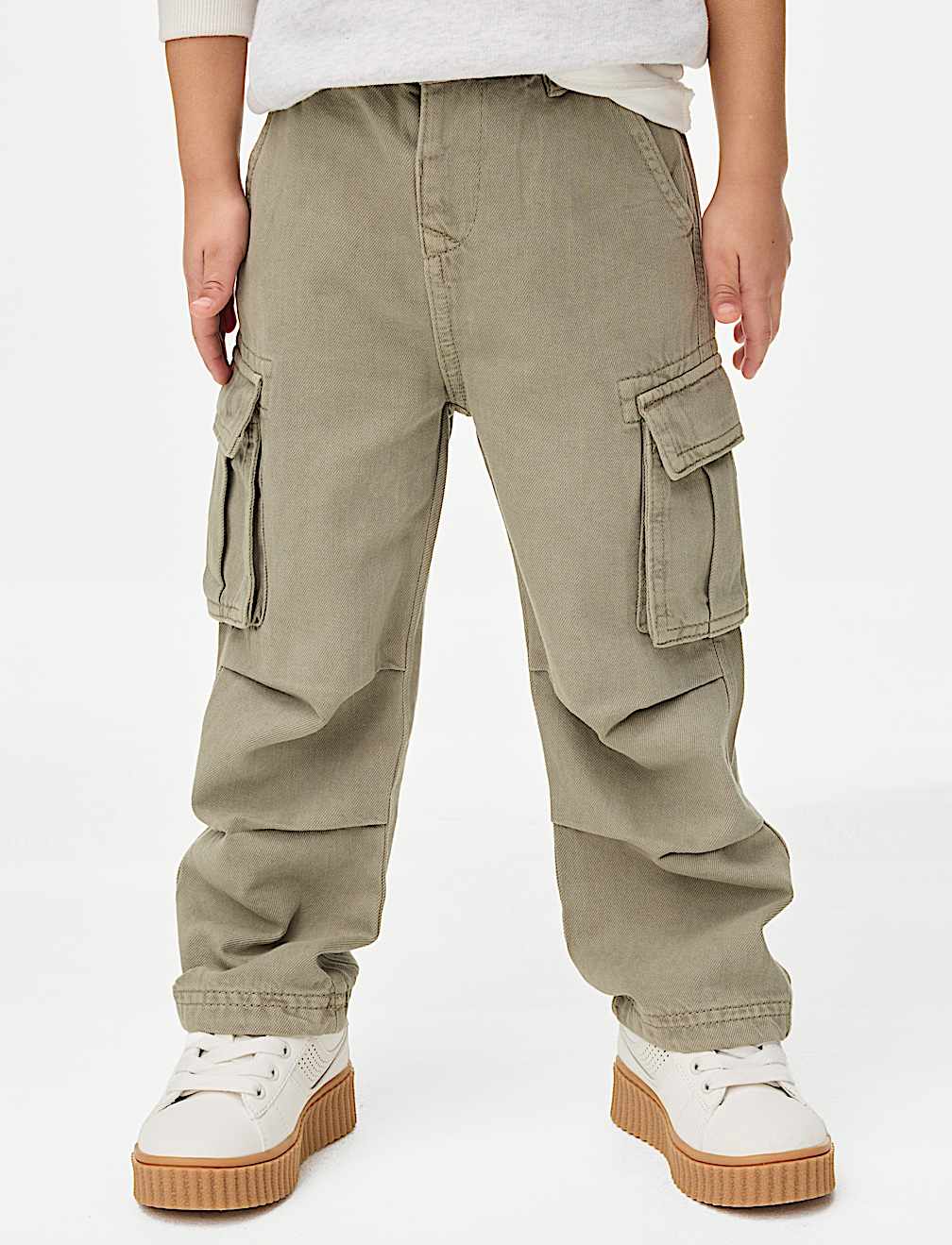 Pure Cotton Wide Leg Cargo Trousers (2-16 Yrs)