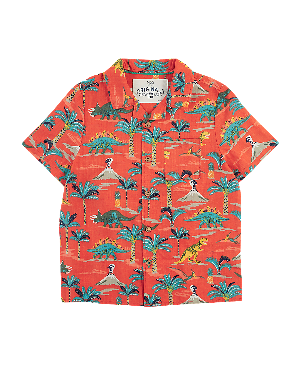 Pure Cotton Dinosaur Print Shirt (2-7 Yrs)