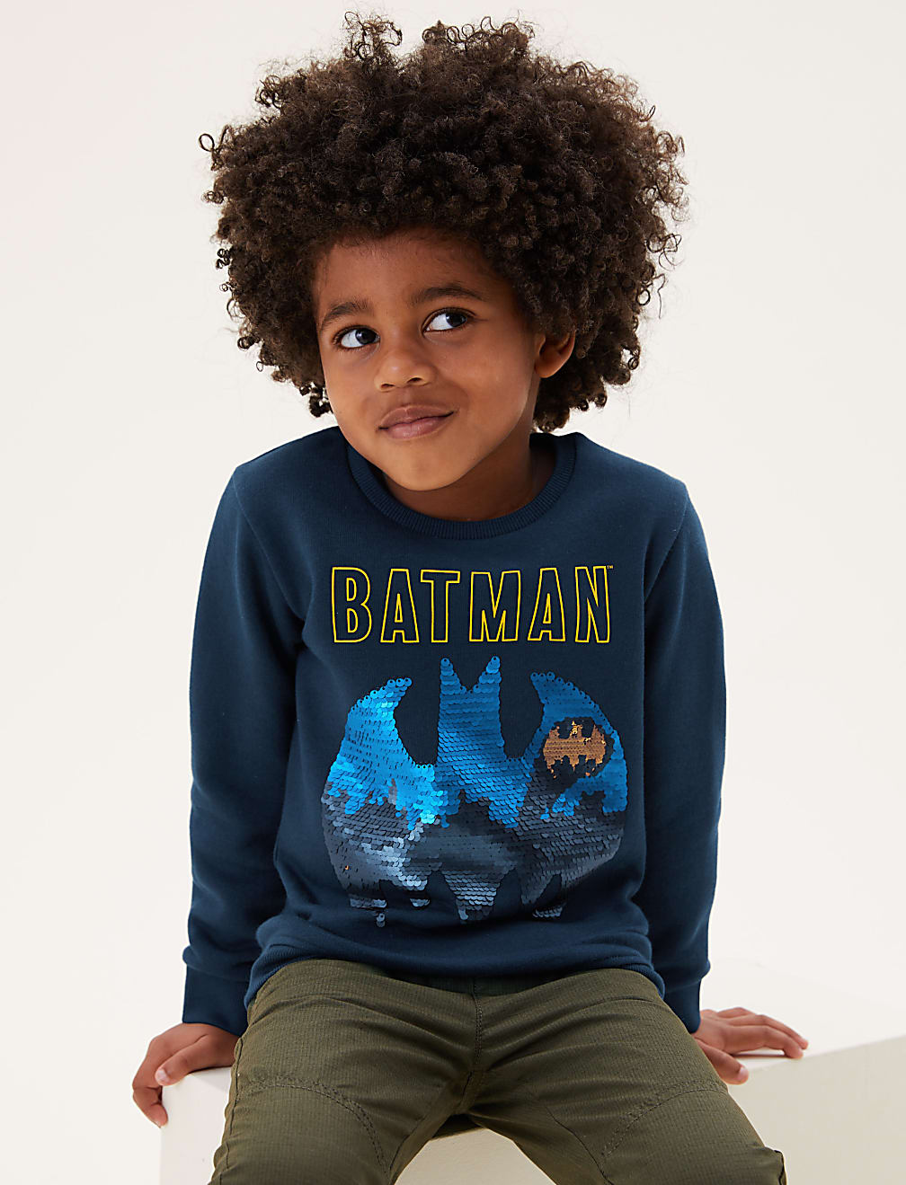Buy Cotton Rich Batman Reversible Sequin Sweatshirt 2 7 Yrs at Marks Spencer