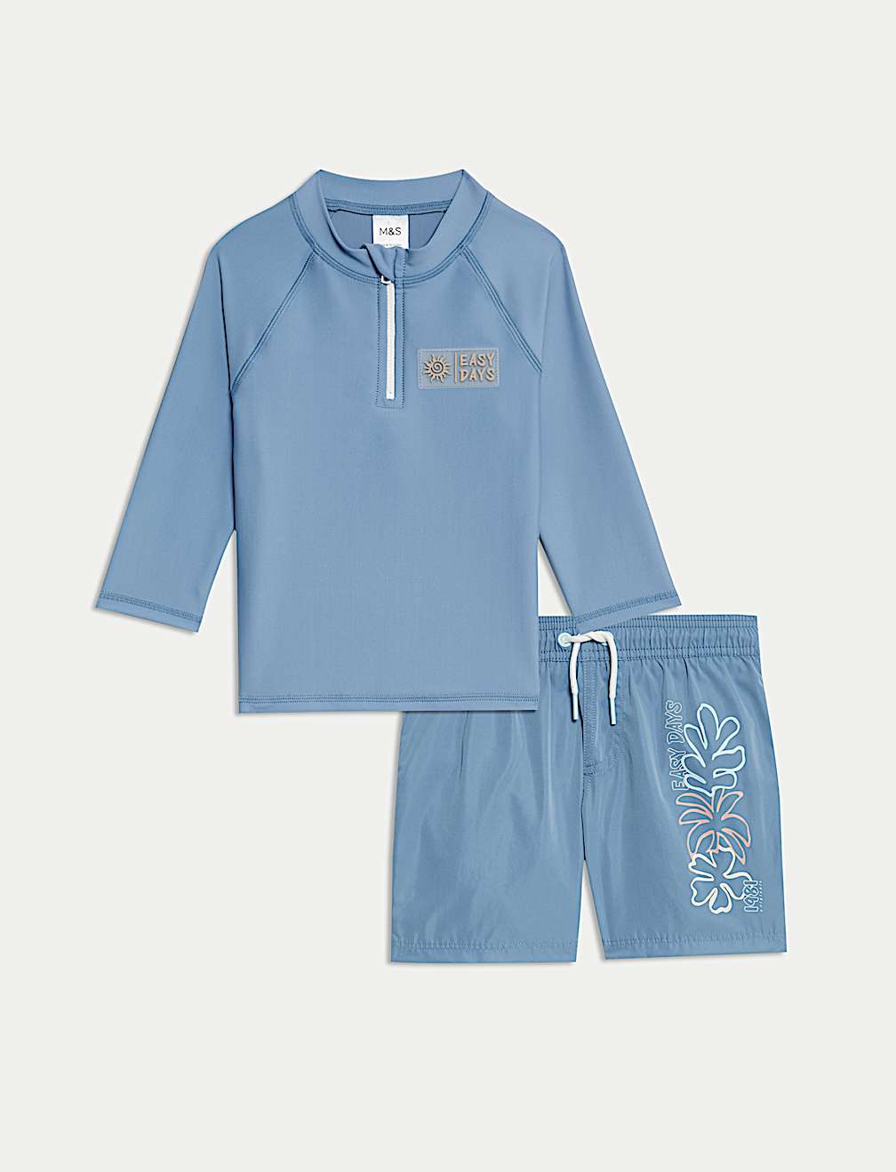 2pc Leaf Print Long Sleeve Swim Set (2-8 Yrs)
