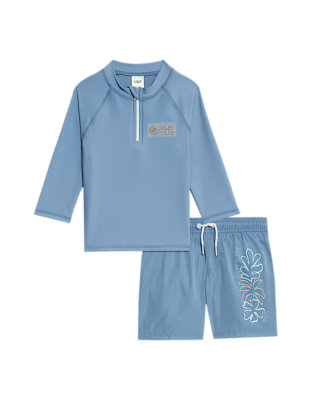 2pc Leaf Print Long Sleeve Swim Set (2-8 Yrs)