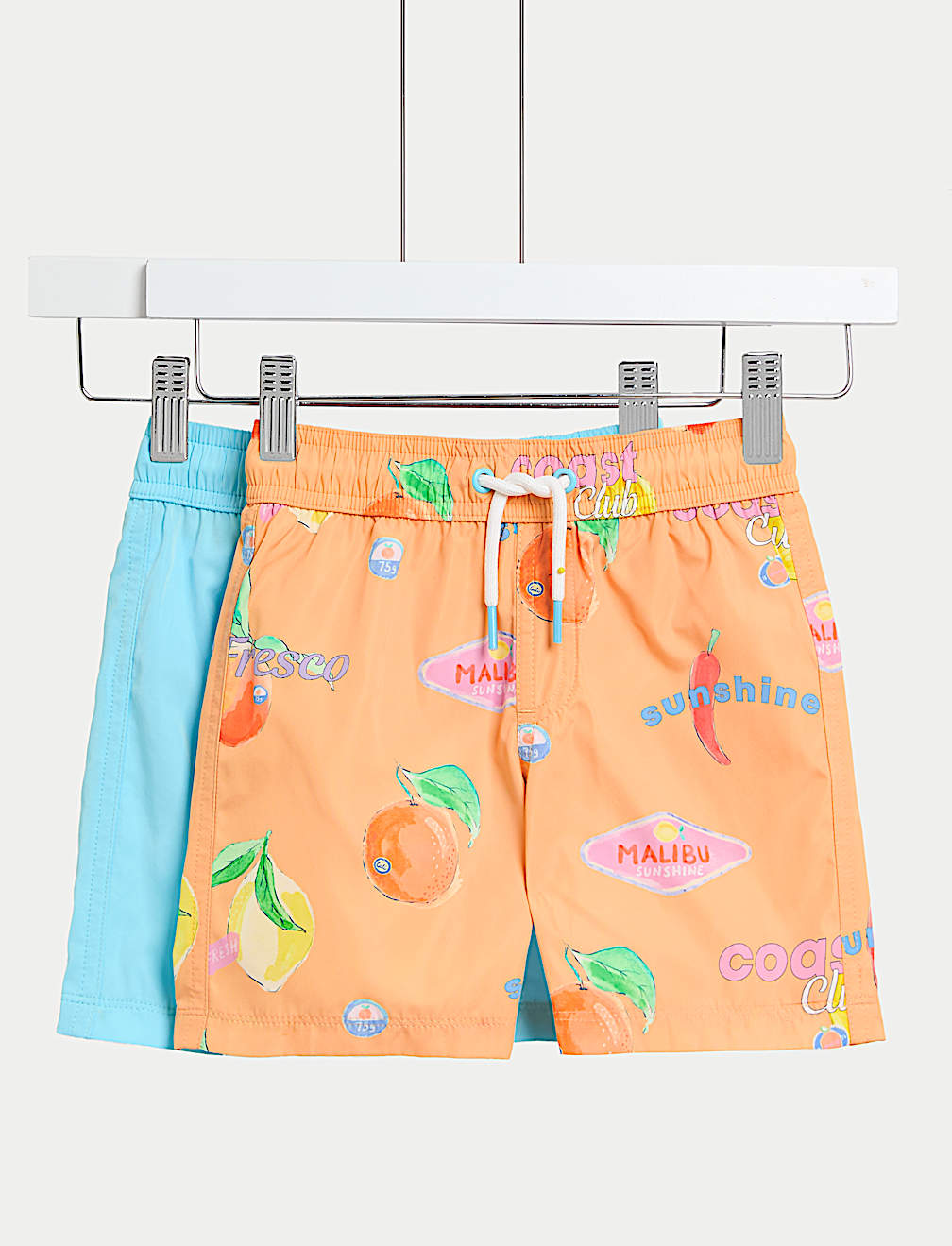 2pk Fruit And Plain Swim Shorts (2-8 Yrs)