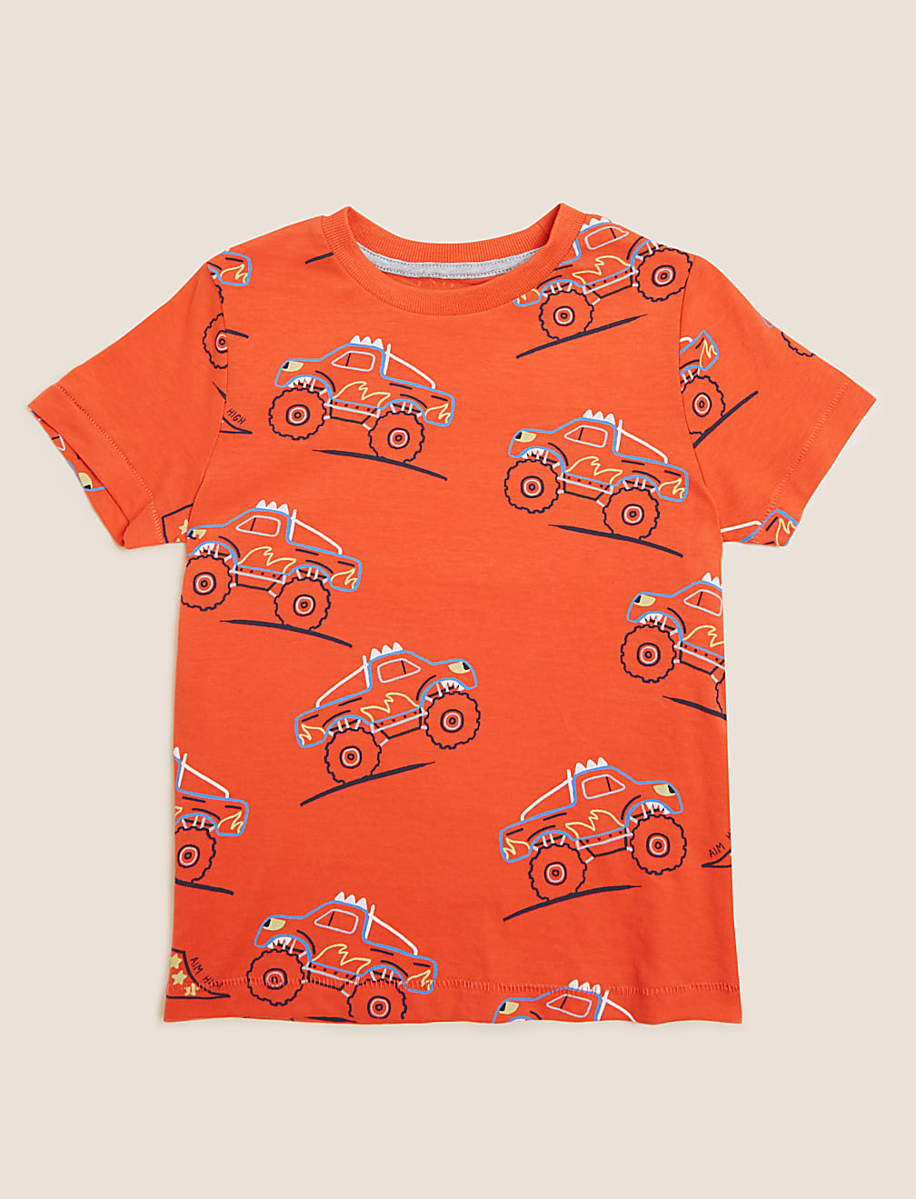 Pure Cotton Monster Truck Print T-Shirt