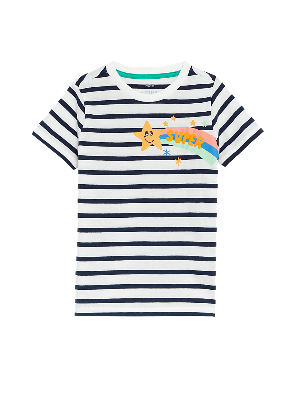 Pure Cotton Striped Printed T-Shirt