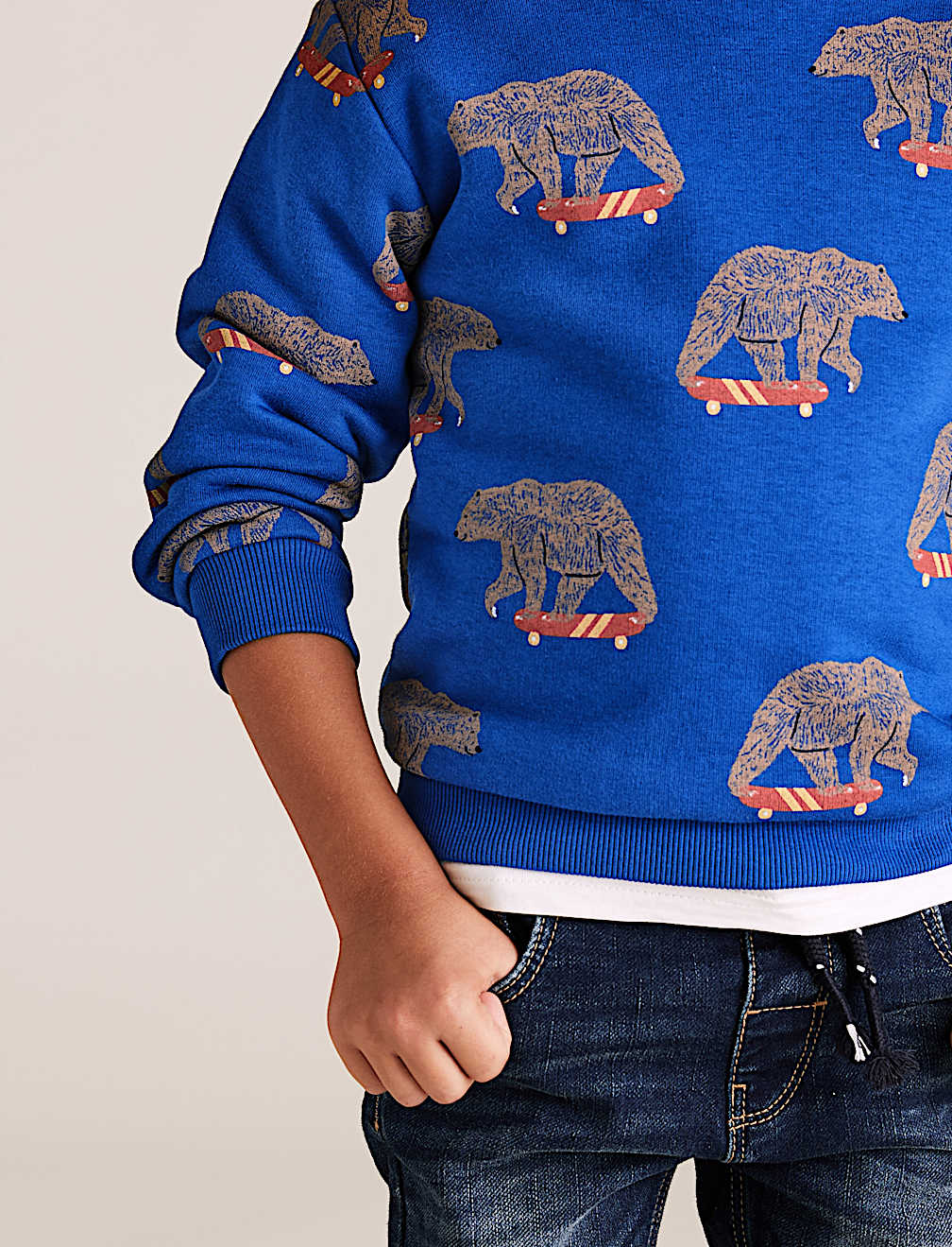 Cotton Rich Bear Print Sweatshirt (2-7 Yrs)