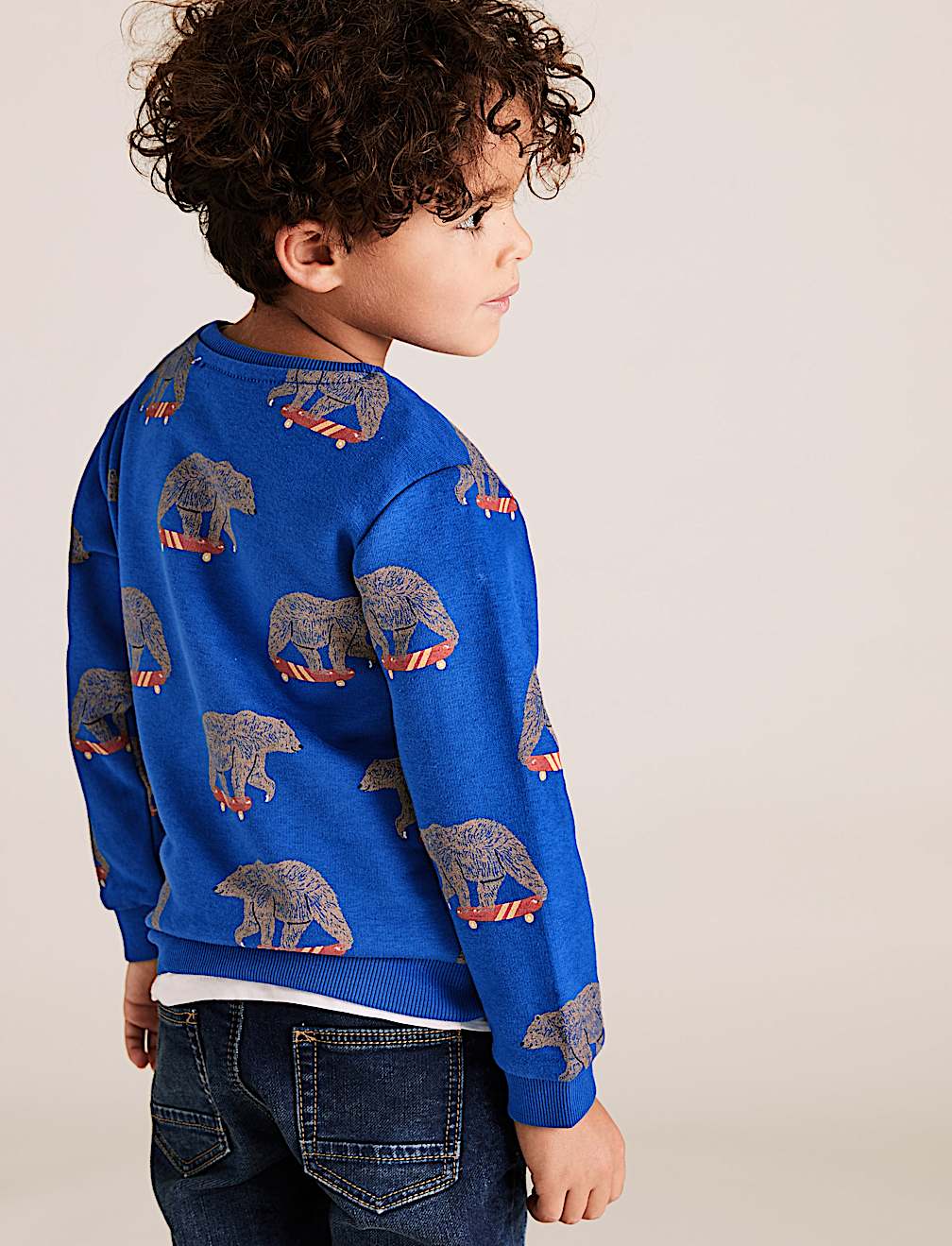 Cotton Rich Bear Print Sweatshirt (2-7 Yrs)