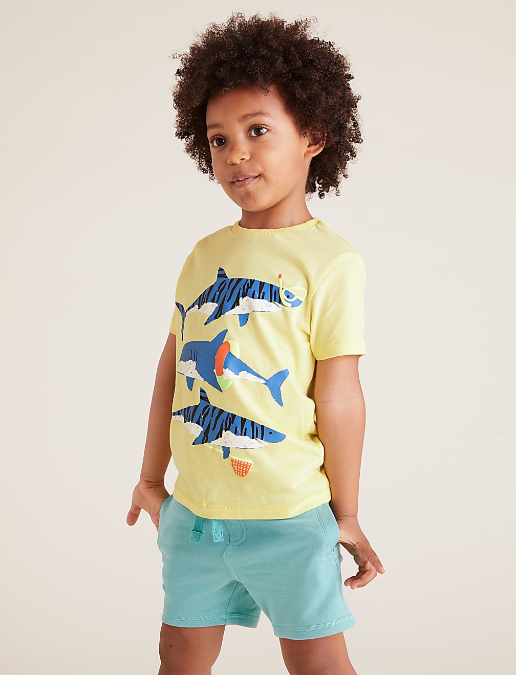Pure Cotton Shark Print T-Shirt