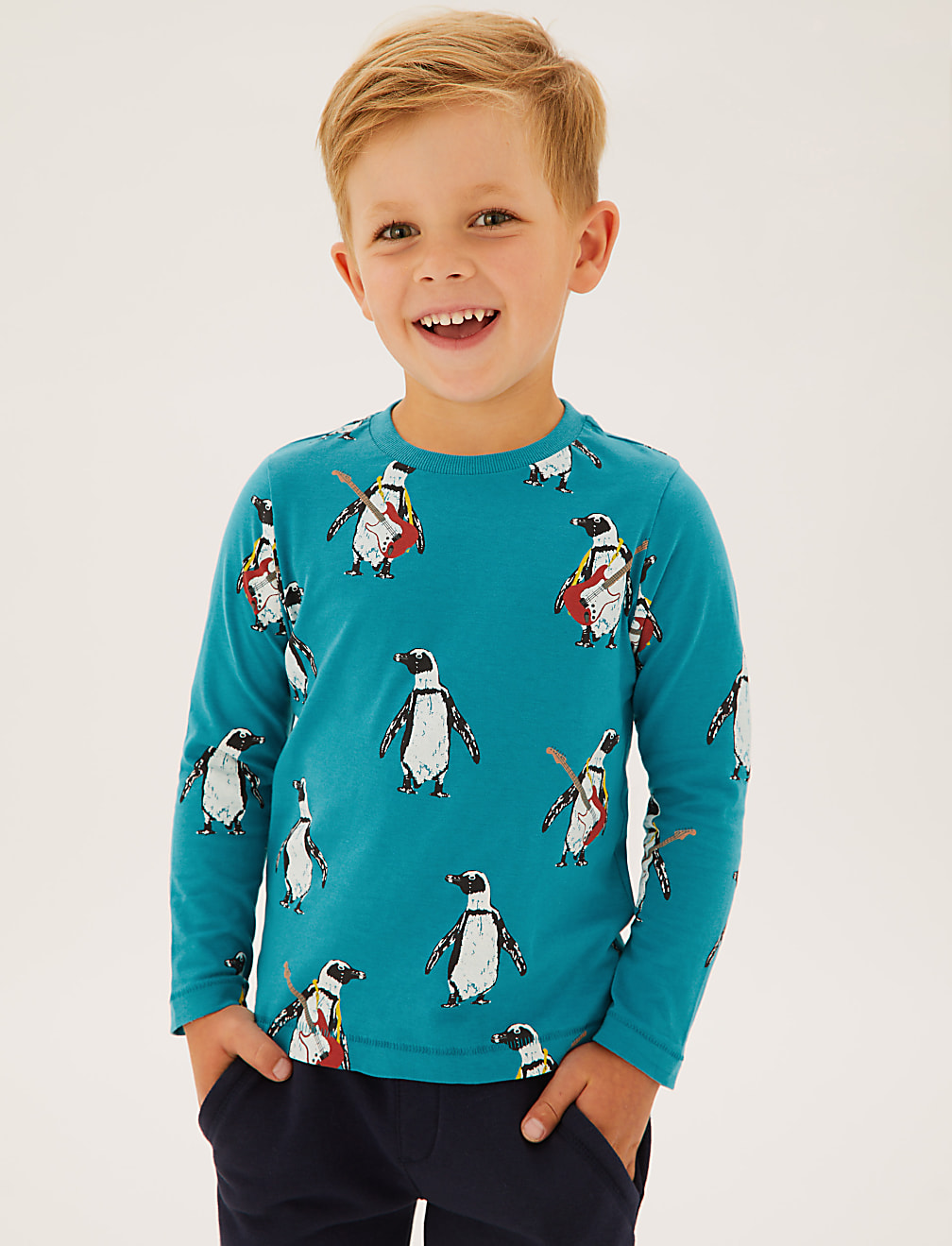 Pure Cotton Penguin Print Top (2-7 Yrs)
