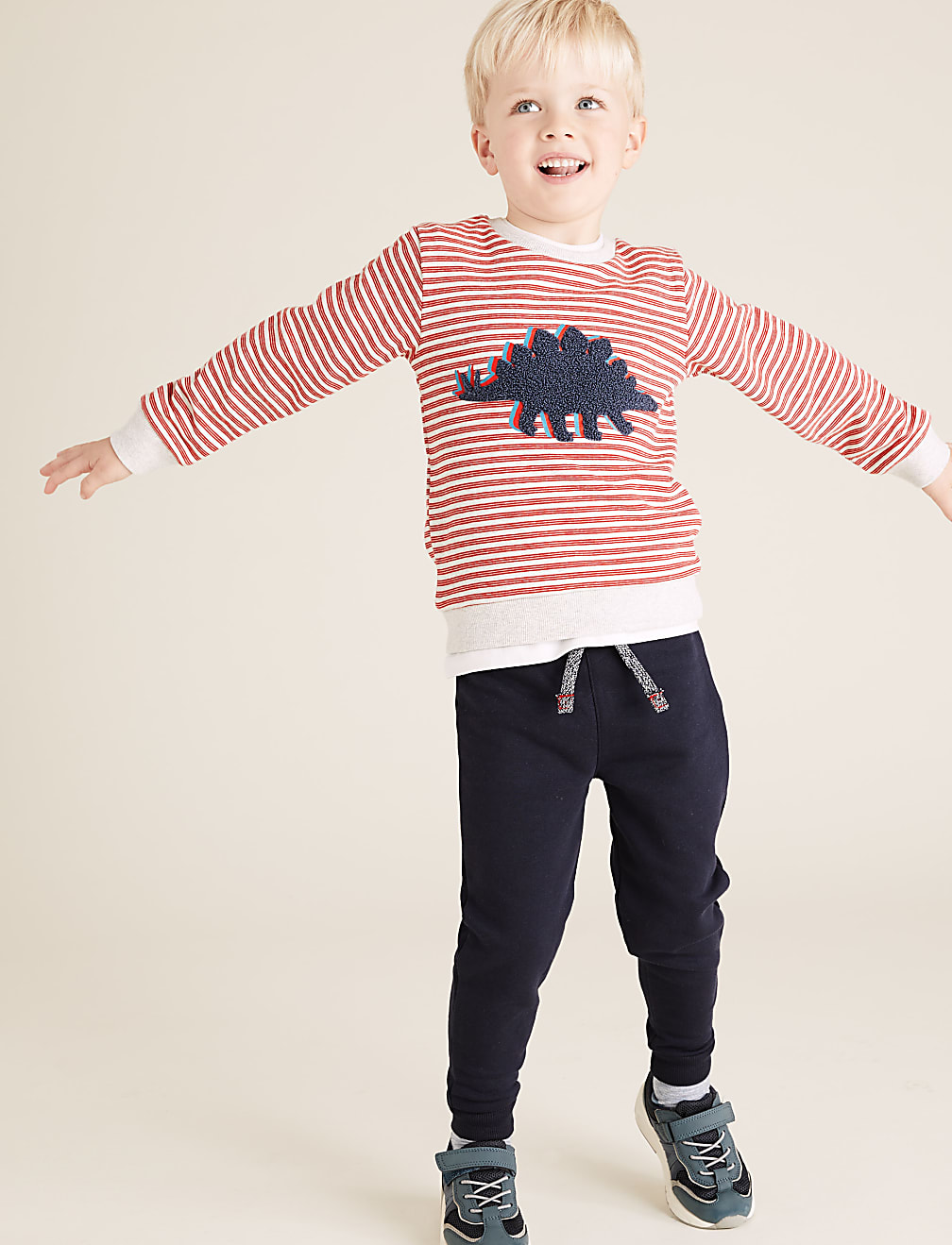 2 Piece Cotton Striped Dinosaur Outfit