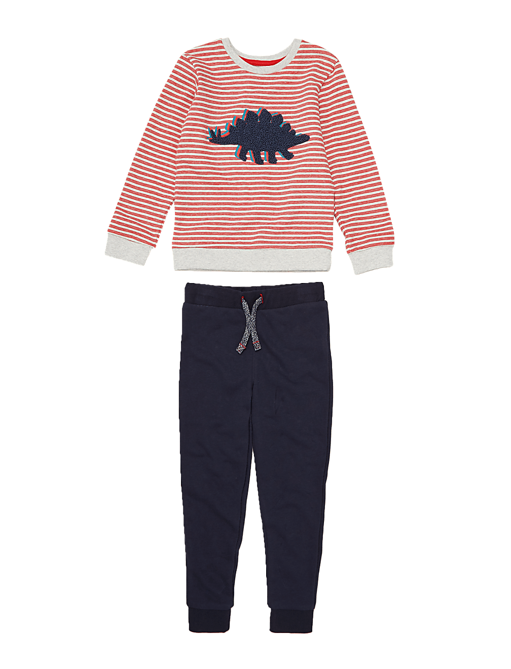 2 Piece Cotton Striped Dinosaur Outfit