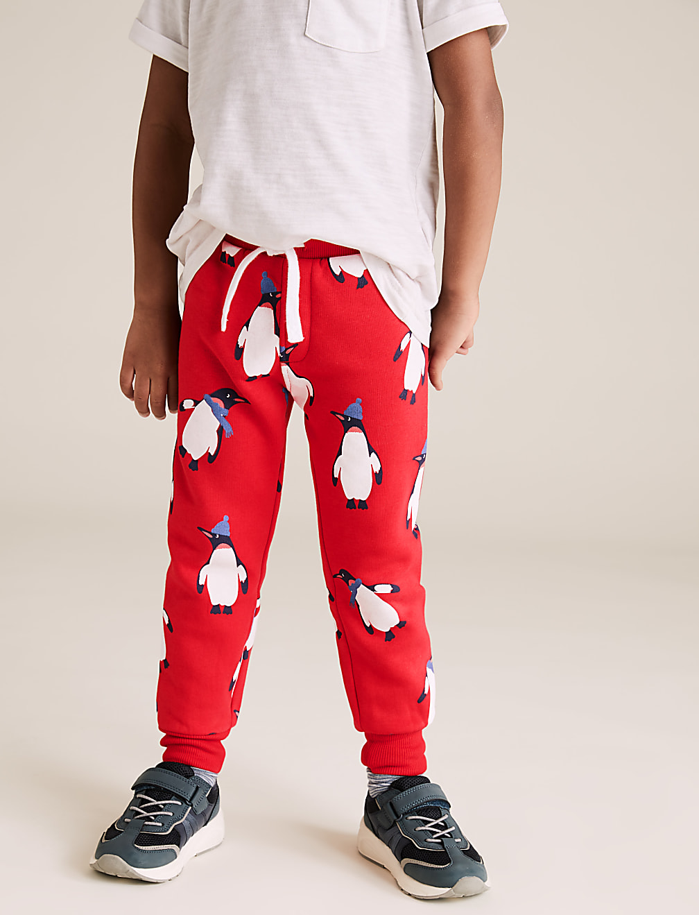Cotton Penguin Print Joggers (2-7 Yrs)