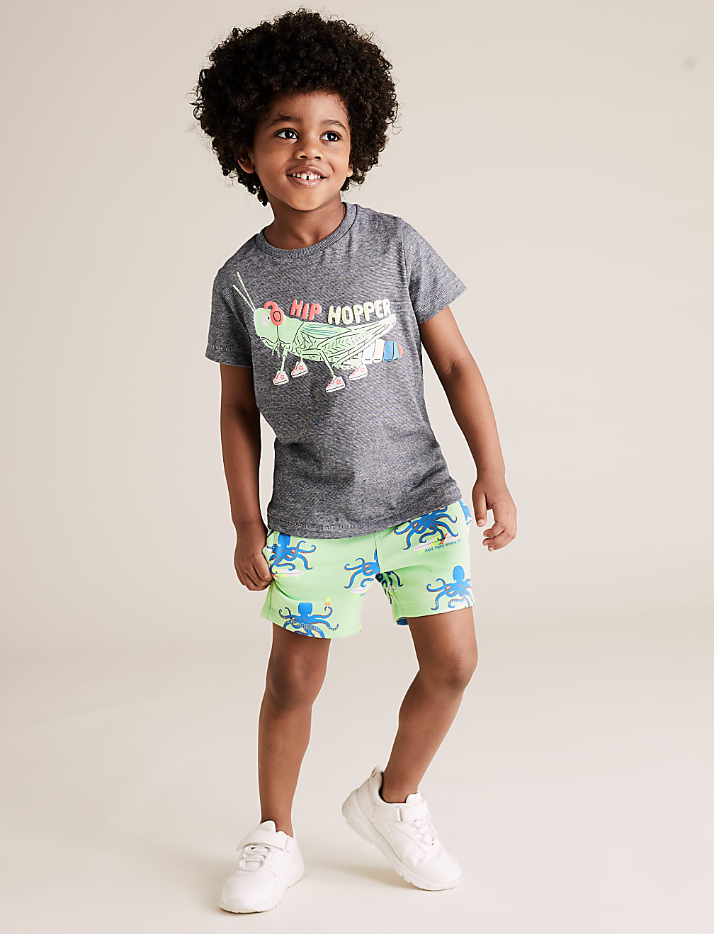 Organic Cotton Printed Octopus Shorts