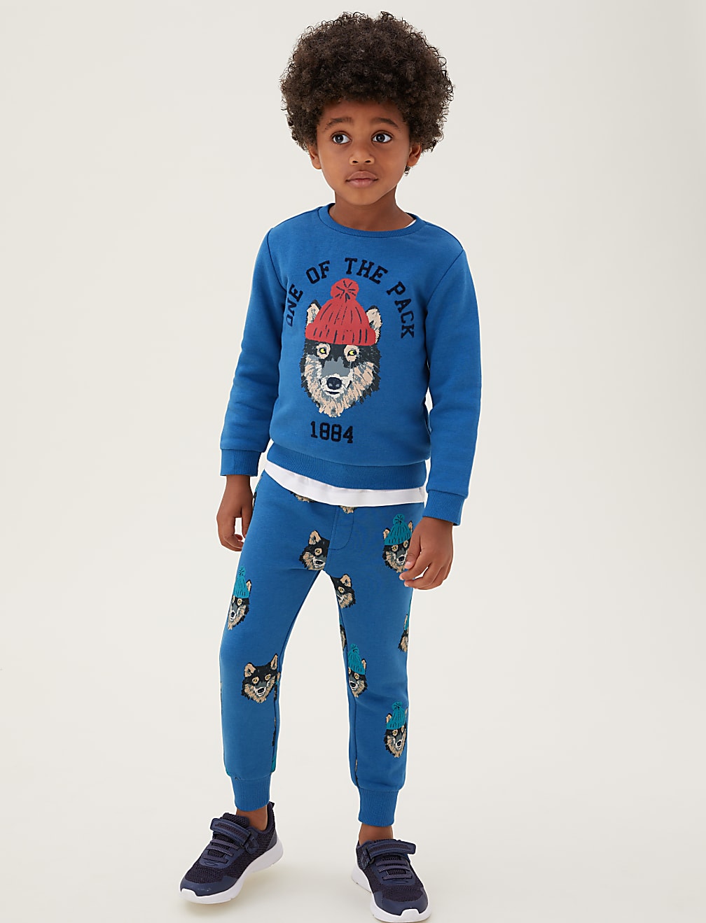 Cotton Rich Wolf Print Joggers (2-7 Yrs)