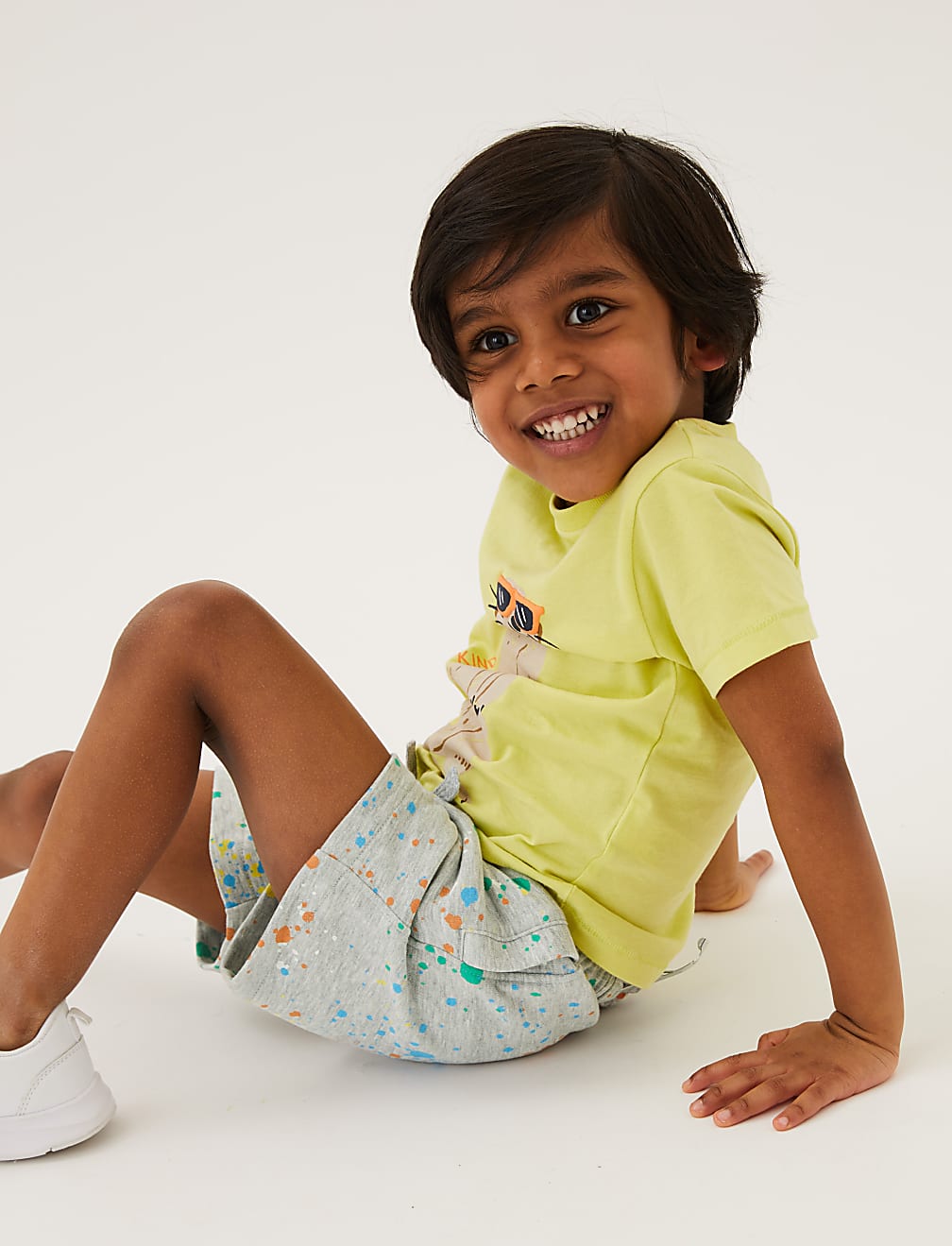 Cotton Rich Paint Splatter Print Shorts