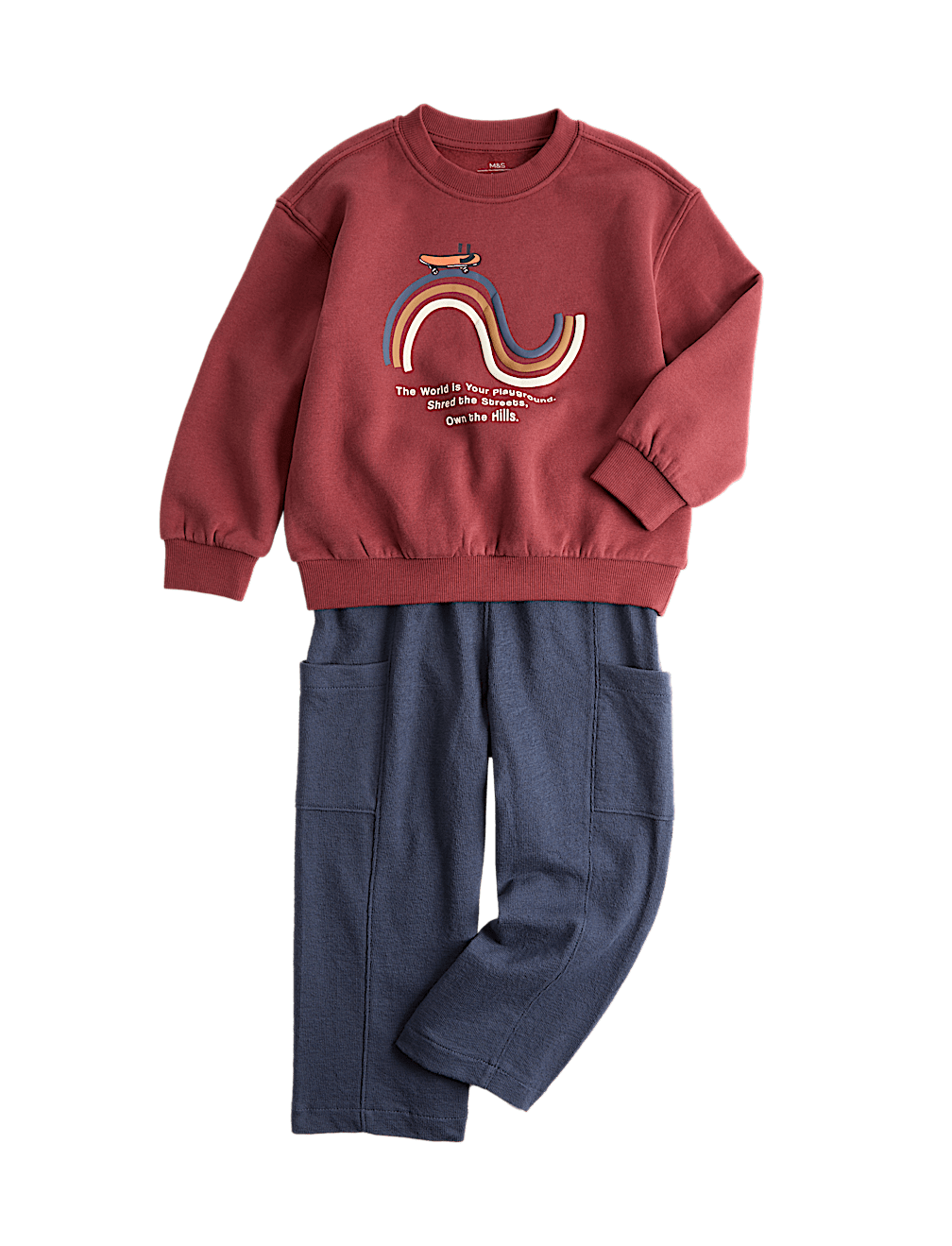 2 Piece Cotton Rich Skateboard Graphic Outfit (2-8 Yrs)