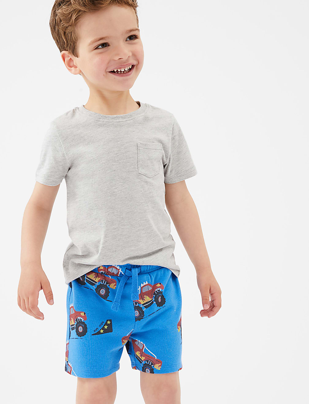 Cotton Rich Monster Truck Print Shorts (2-7 Yrs)