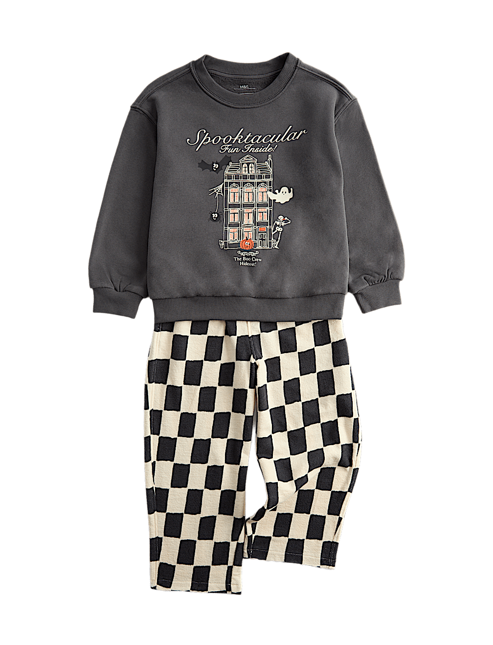 Cotton Rich Halloween Patterned Top & Bottom Outfit (2-8 Yrs)