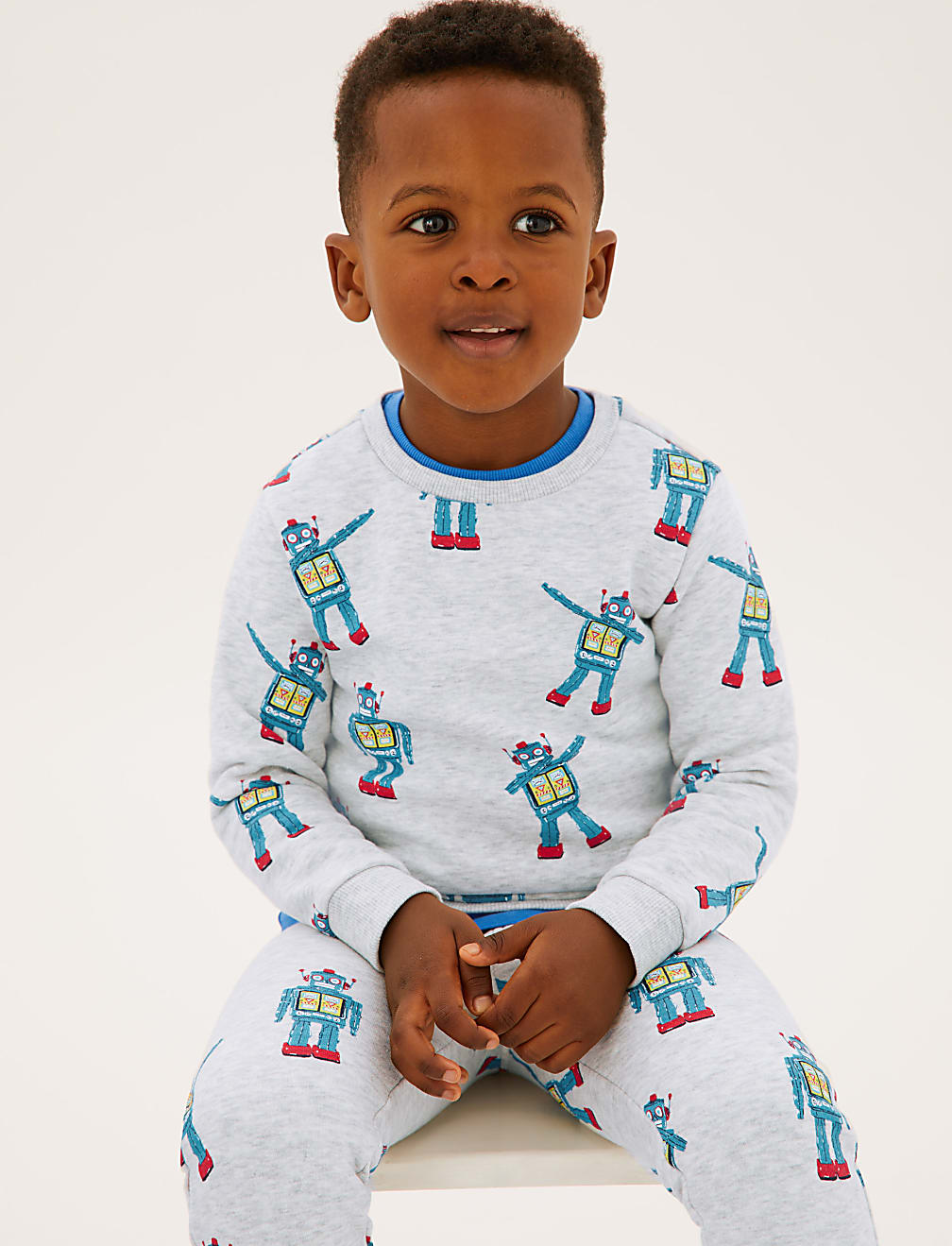 Cotton Rich Robot Print Sweatshirt (2-7 Yrs)