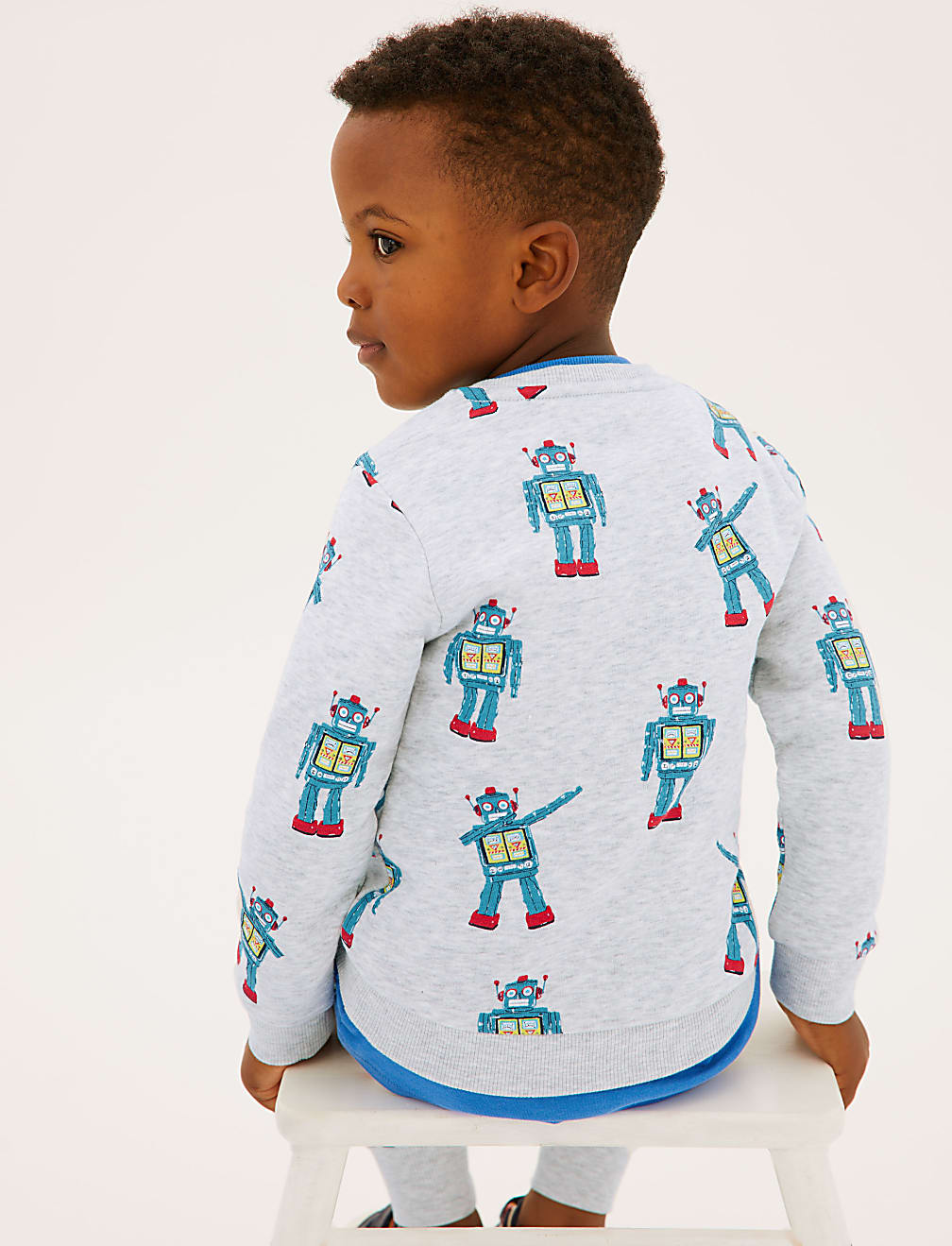 Cotton Rich Robot Print Sweatshirt (2-7 Yrs)