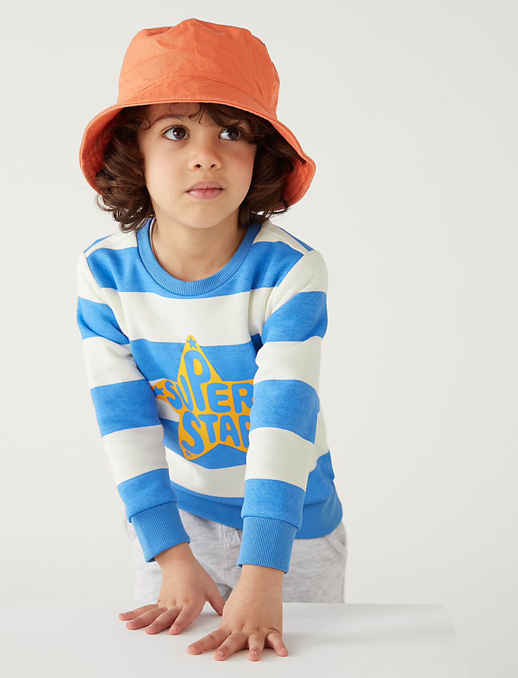 Cotton Rich Striped Star Sweatshirt