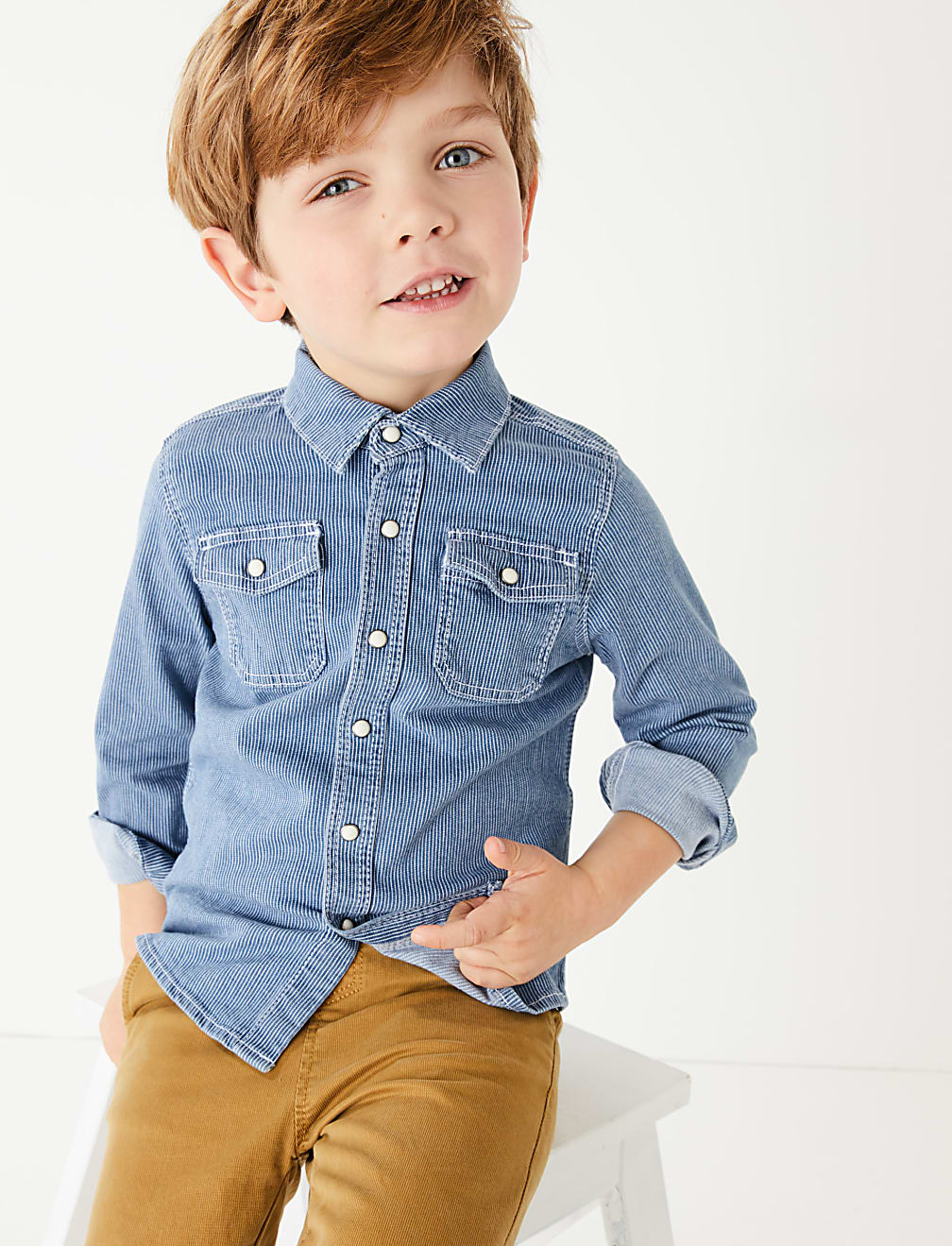 Denim Pinstriped Shirt (2-7 Years)