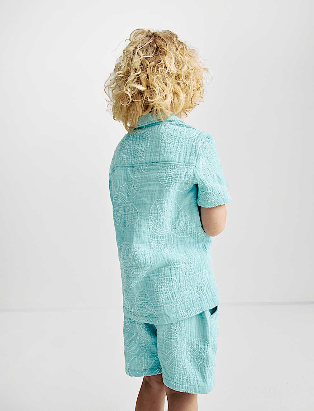 Pure Cotton Leaf Embroidered Shirt (2-8 Yrs)