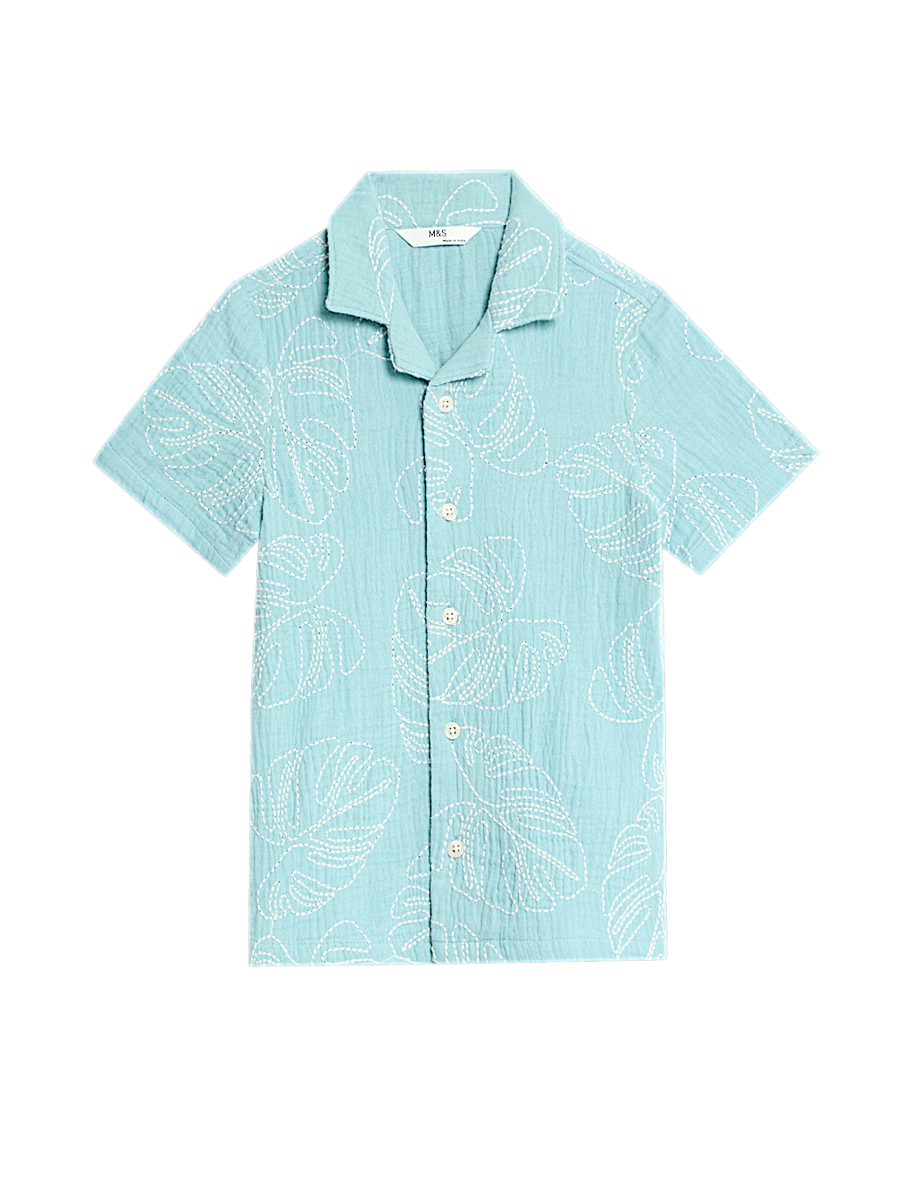 Pure Cotton Leaf Embroidered Shirt (2-8 Yrs)