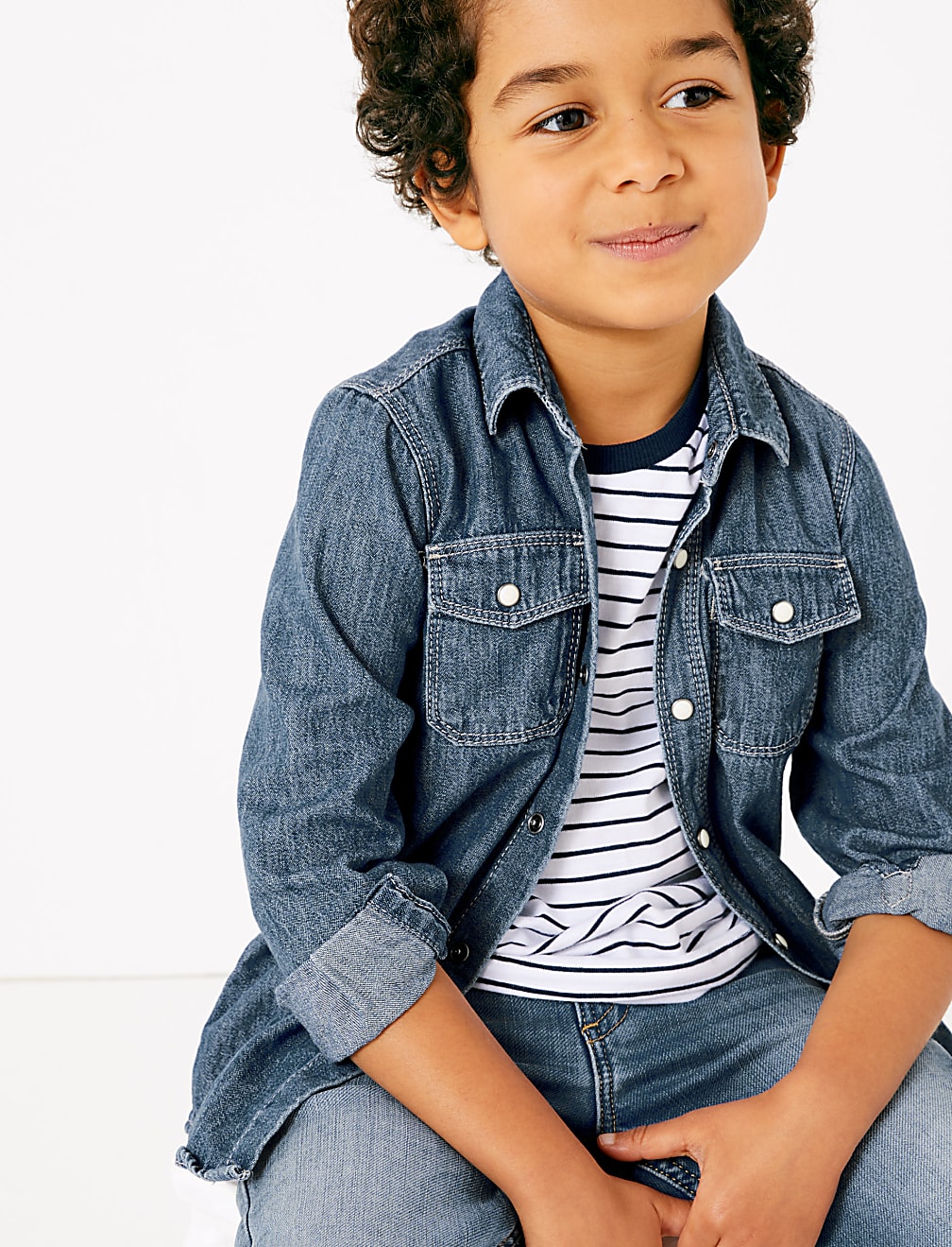 2 Piece Denim Shirt with Striped T-Shirt (2-7 Yrs)