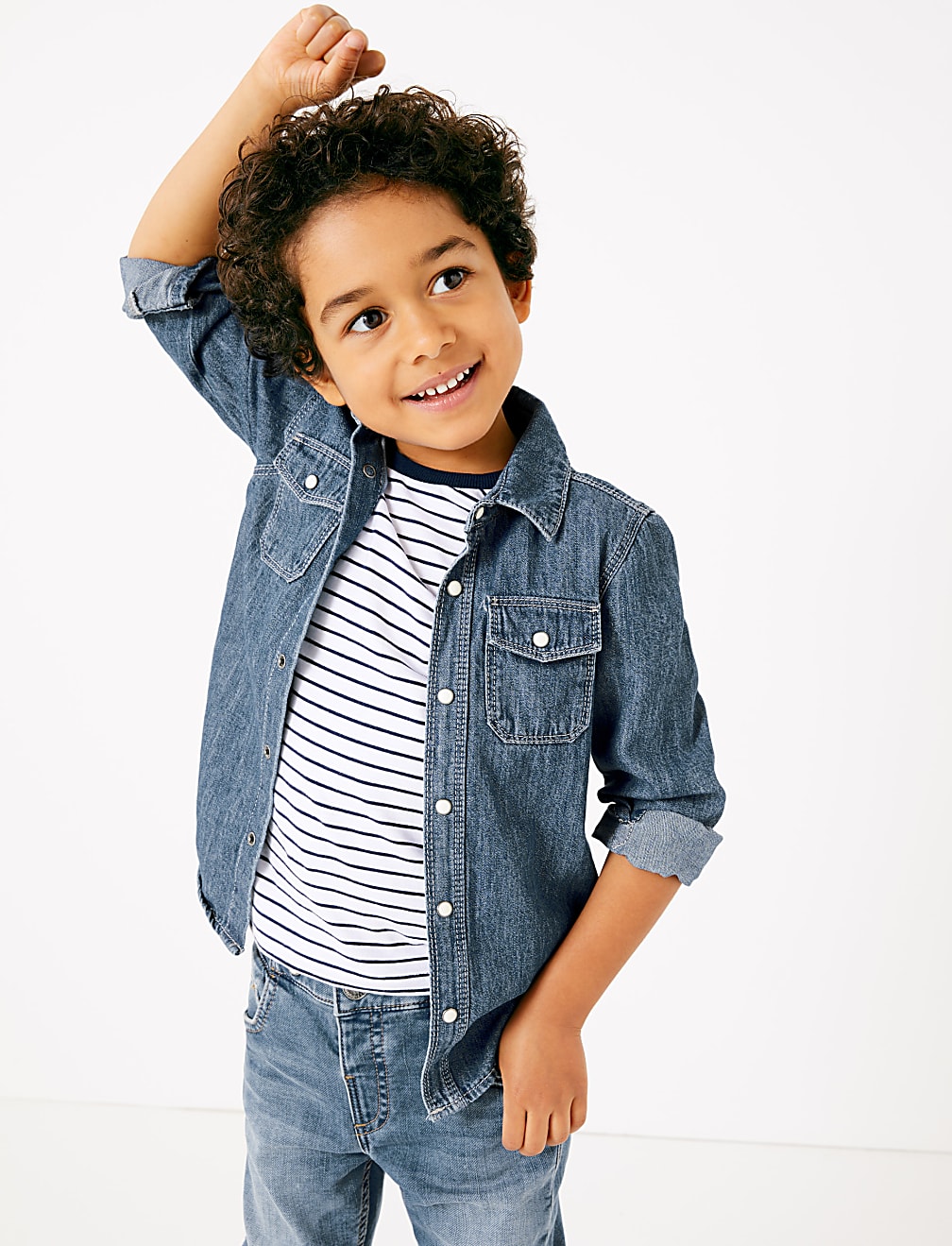 2 Piece Denim Shirt with Striped T-Shirt (2-7 Yrs)