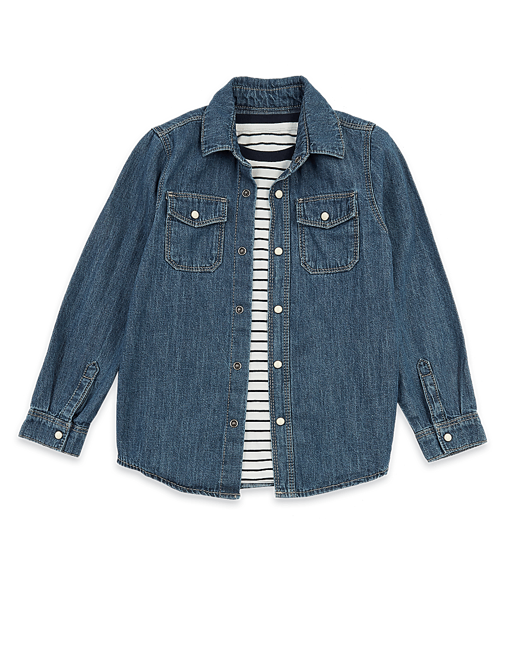 2 Piece Denim Shirt with Striped T-Shirt (2-7 Yrs)