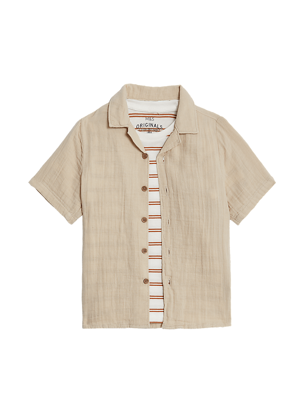 2pc Pure Cotton Shirt & T-Shirt Set