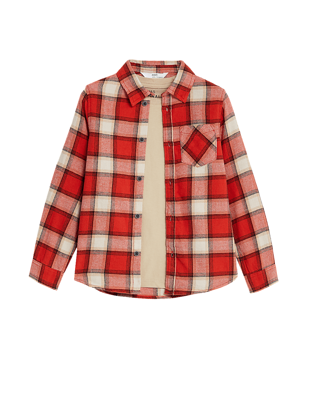 Pure Cotton Checked Shirt and T-Shirt (2-8 Yrs)