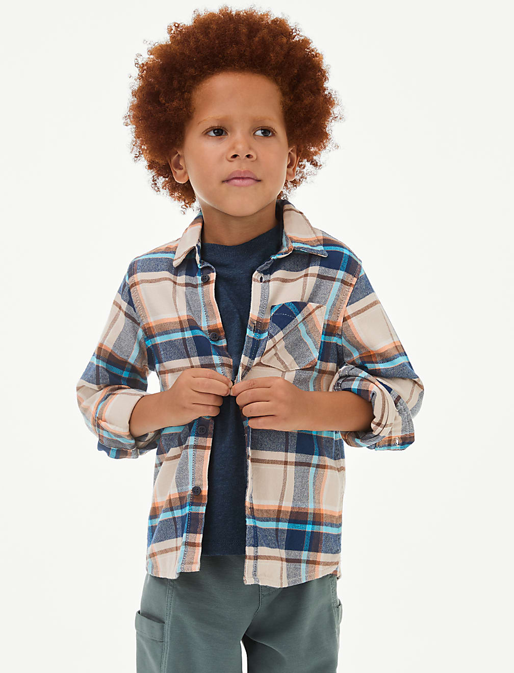 2pc Pure Cotton Checked Shirt & T-Shirt Set (2-8 Yrs)