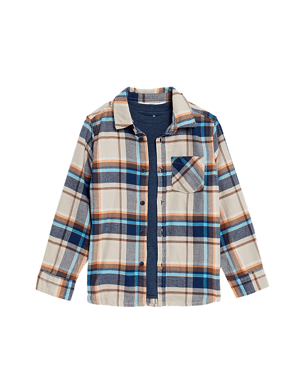 2pc Pure Cotton Checked Shirt & T-Shirt Set (2-8 Yrs)